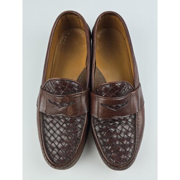 FootJoy Men Hand sewn Brown Woven Leather Penny Loafer 31982 Size 9 E Wide main image 7